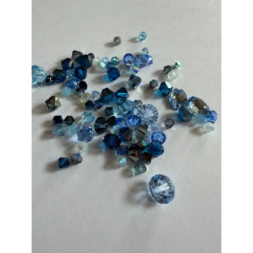VTG Swarovski Crystal Bicone Beads Mixed Blue Lot 3mm 4mm Bicone and Misc.